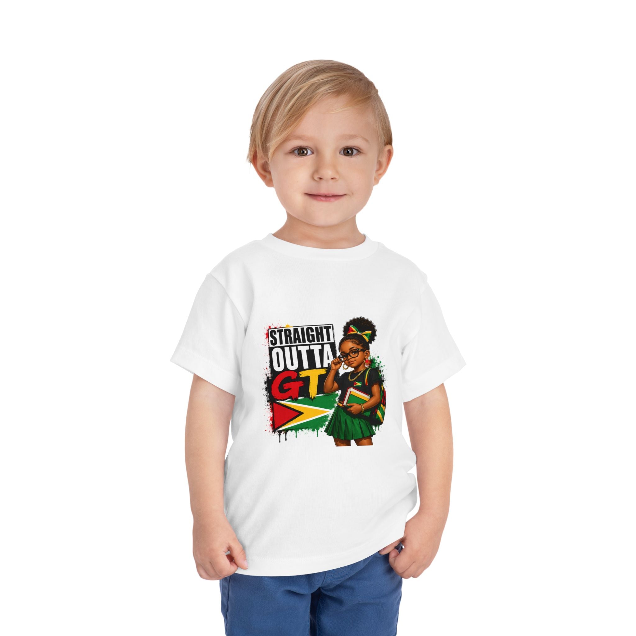 Straight Outta GT Toddler Tee — Guyana Flag Kids Shirt