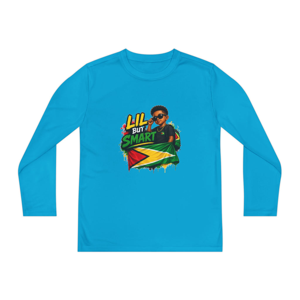 Youth Long Sleeve Tee — "Lil But Smart" Jamaican Flag Kids Shirt