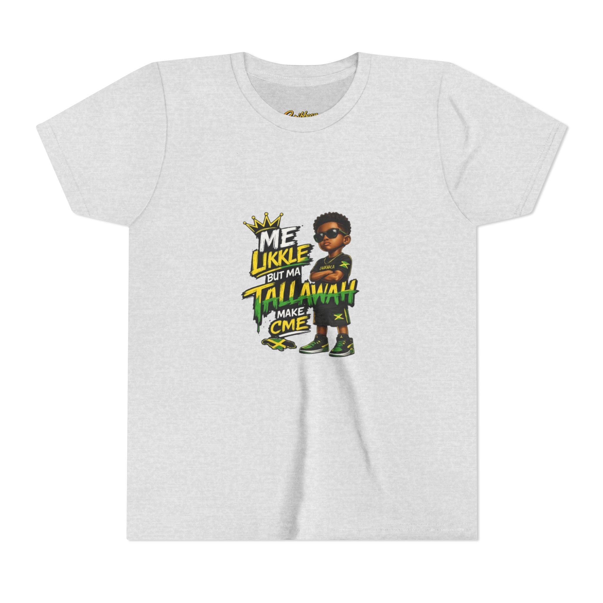 Youth Tee — "Me Likkle But Mi Talk A Wahn Make A Cme" Jamaican Kids Graphic T‑Shirt