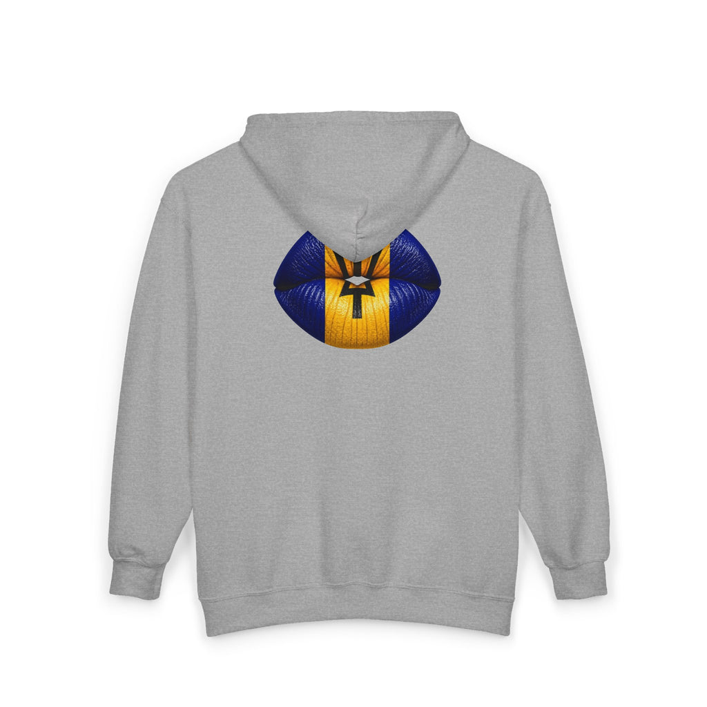 Barbados Flag Lip Print Zip Hoodie