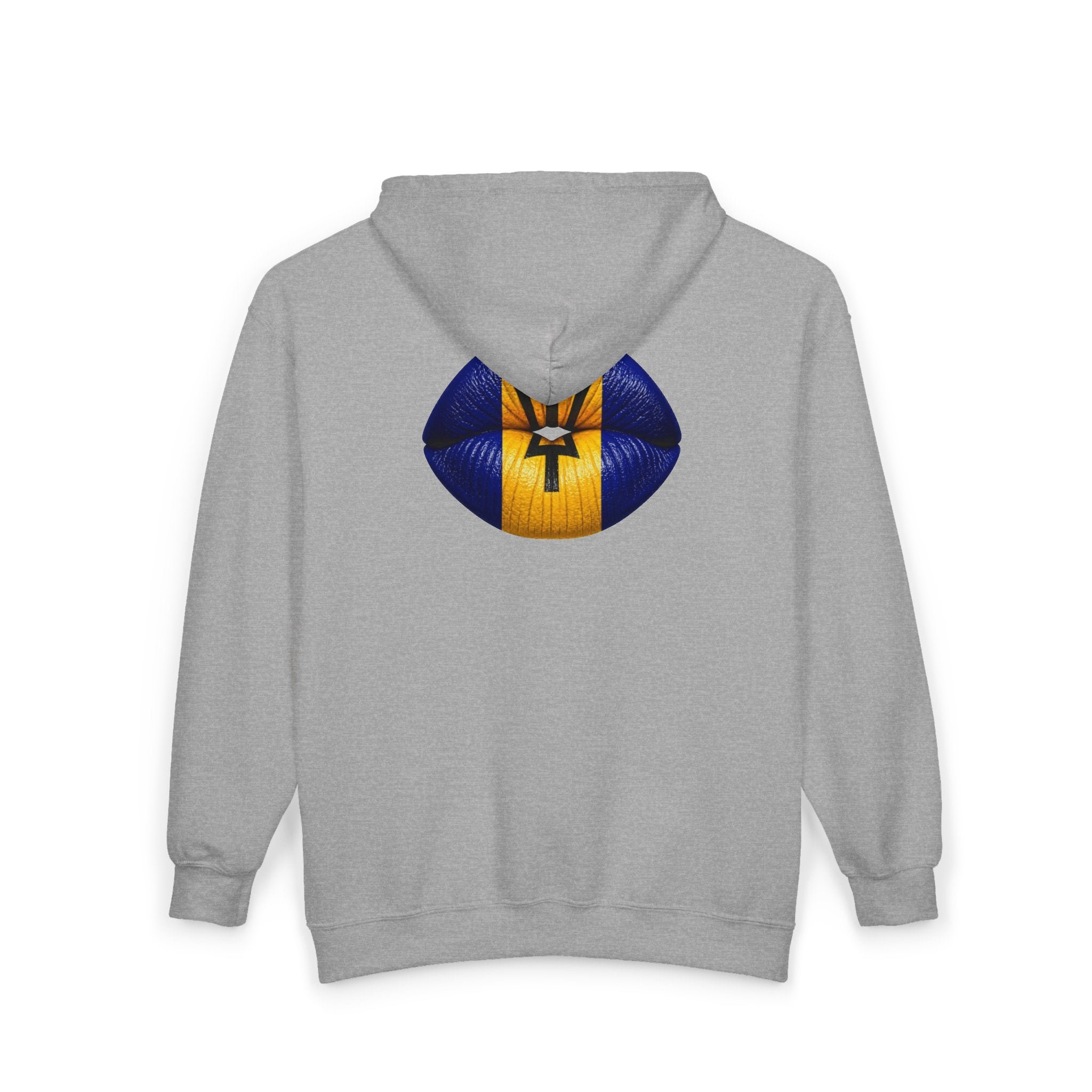 Barbados Flag Lip Print Zip Hoodie