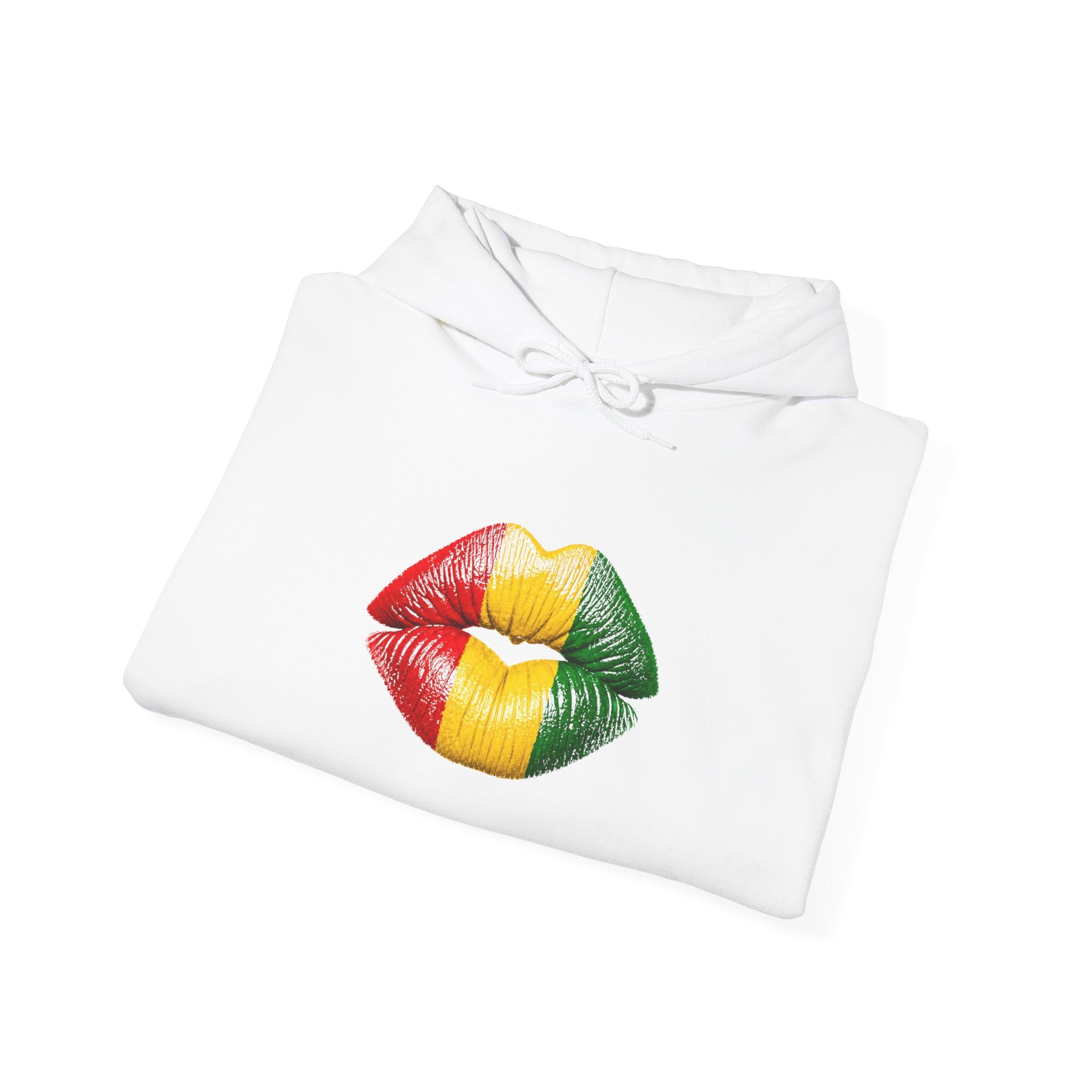 Flag Lip Print Hoodie — Ghana Flag Kiss Graphic Hooded Sweatshirt