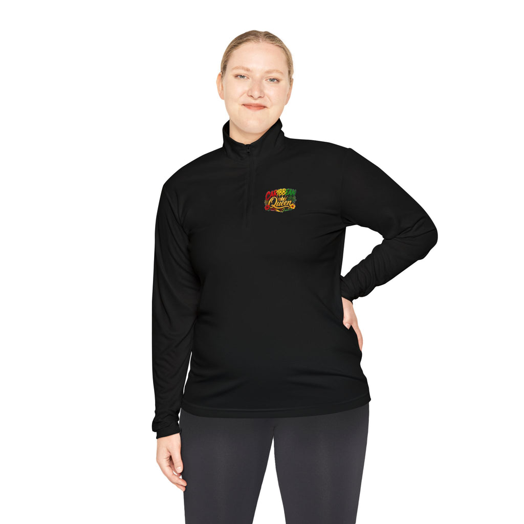 Quarter-Zip Pullover — "Caribbean Queen" Tropical Graphic Pullover
