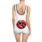 Vintage Red Kiss Swimsuit – Trinidad & Tobago Flag Lip Print One-Piece
