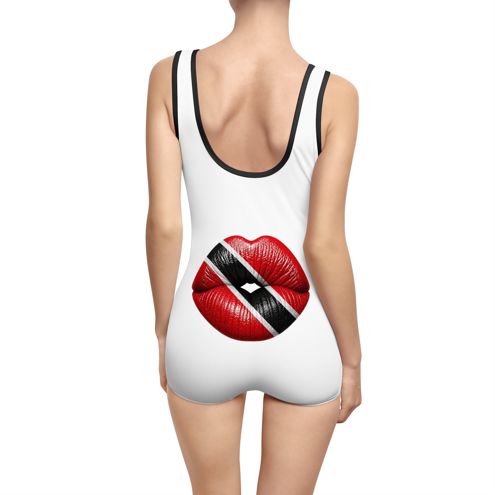 Vintage Red Kiss Swimsuit – Trinidad & Tobago Flag Lip Print One-Piece