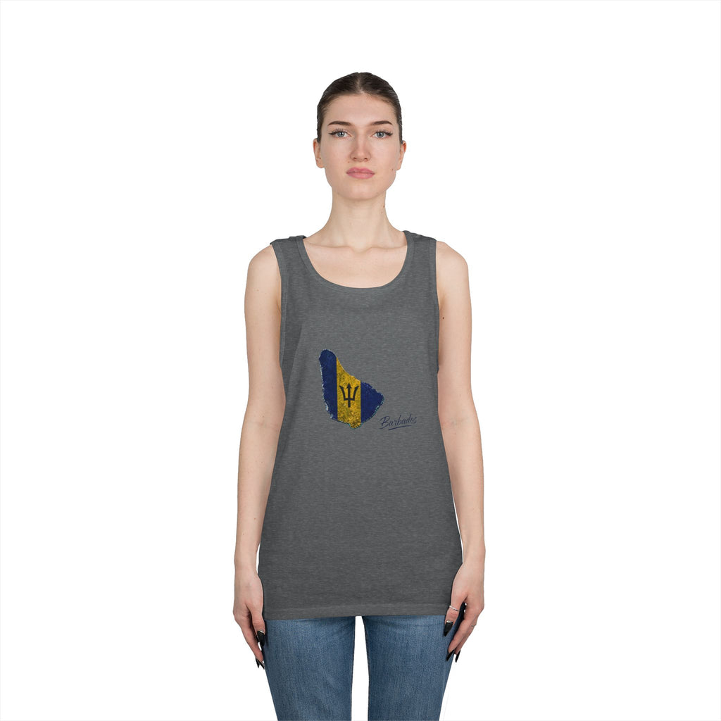Barbados Flag Men Outline Tank — Island Pride Barbados Graphic Tank Top
