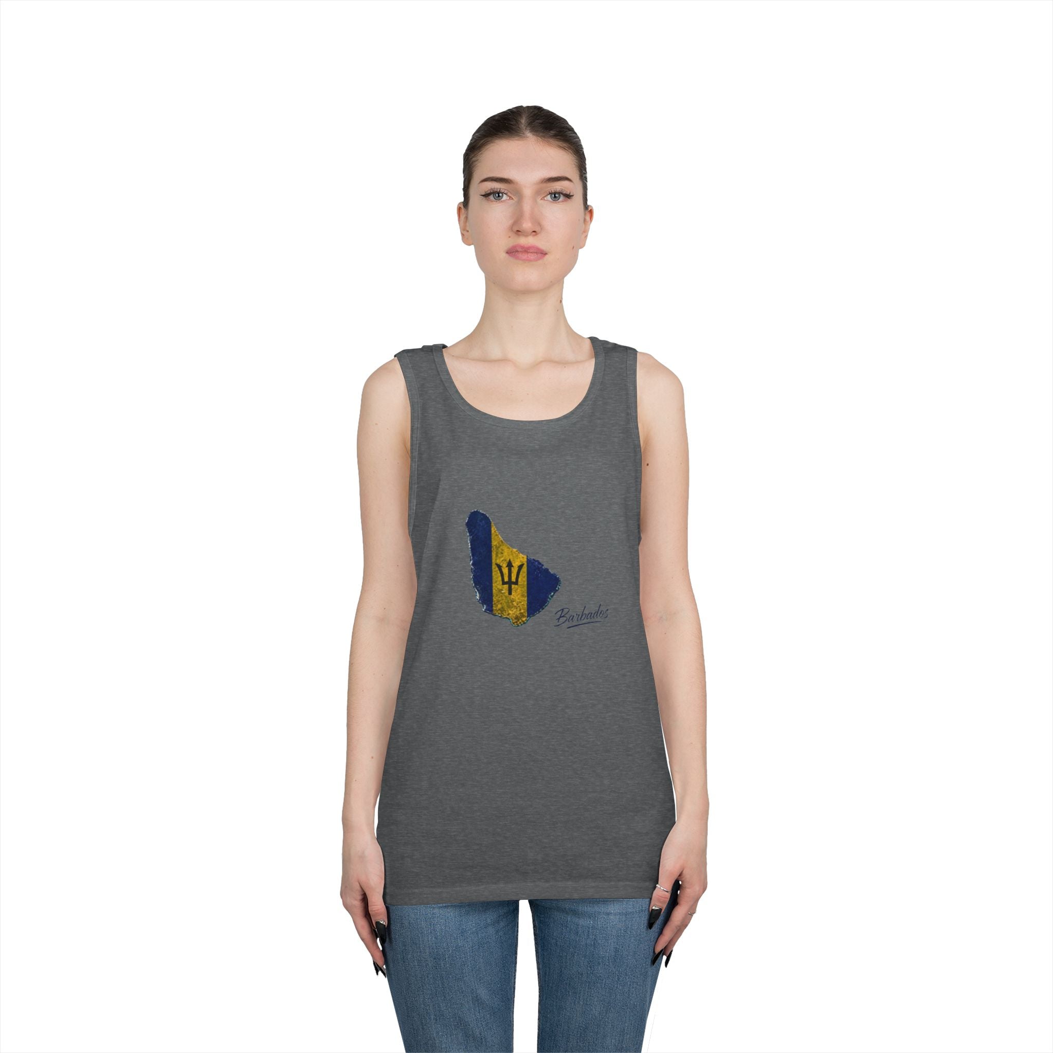 Barbados Flag Men Outline Tank — Island Pride Barbados Graphic Tank Top